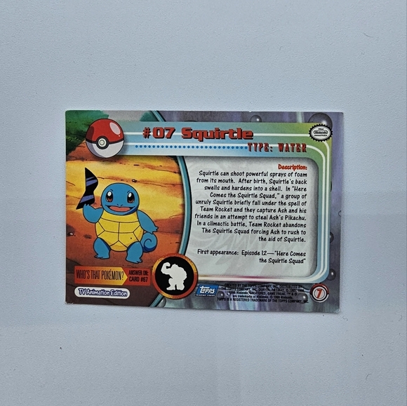 Pokemon 1999 TOPPS Squirtle #07 Blue Logo TV Animation Edition Card - Picture 4 of 4